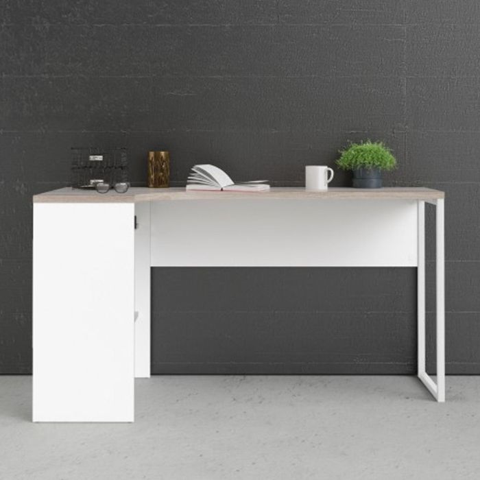 Milton 2 Drawers Corner Computer Desk - White and Truffle Oak