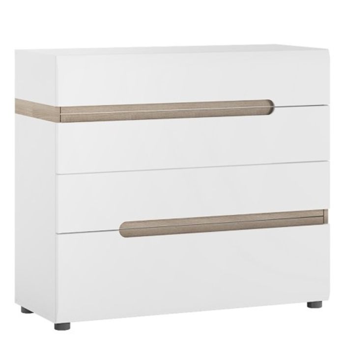 White Chest of Drawers - CEDRIC Large Chest 4 Drawers