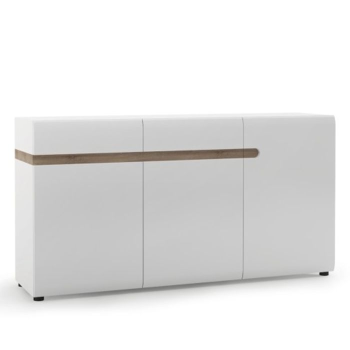 Estonia Elegant Design 2 Door Sideboard with 2 Drawers - White with Oak Trim