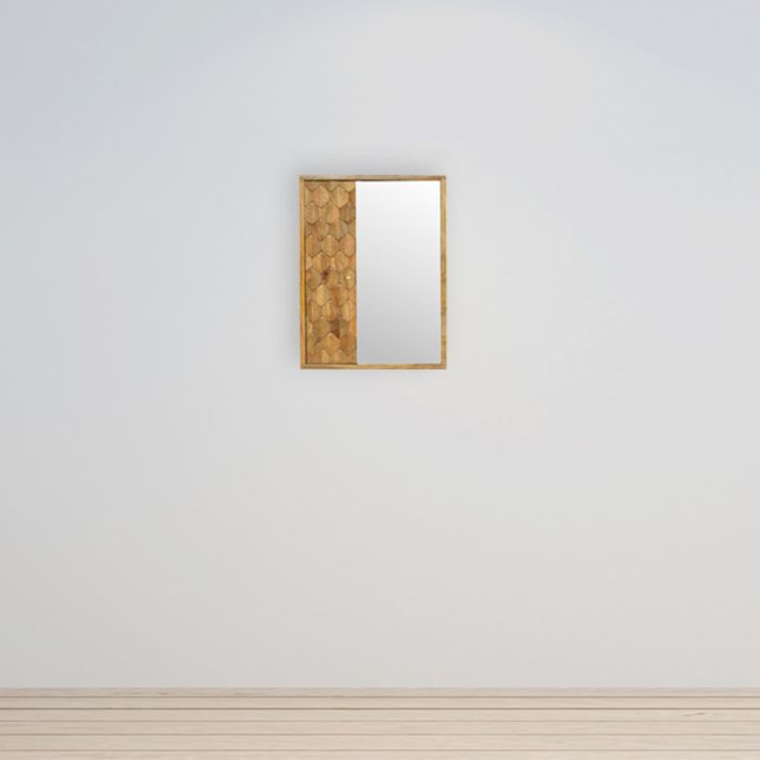 Wall Mounted Pineapple Carved Sliding Mirror Cabinet - Oak