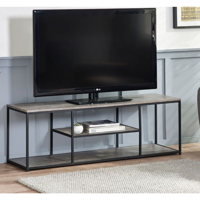 Staten Metal Frame TV Unit - Concrete Effect