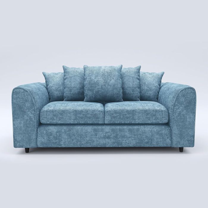 LORVANI Fabric 3 Seater Scatterback Sofa - Sky Blue