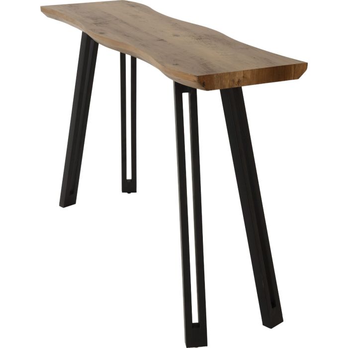 Quebec Wave Edge Console Table - Oak Effect Black
