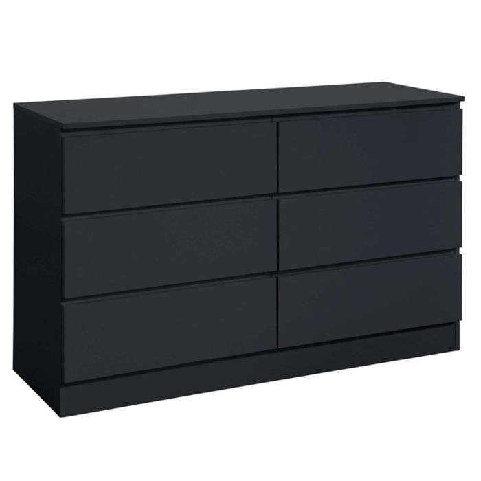 Black Chest of Drawers - OPAL Large Chest 6 Drawers Double Chest