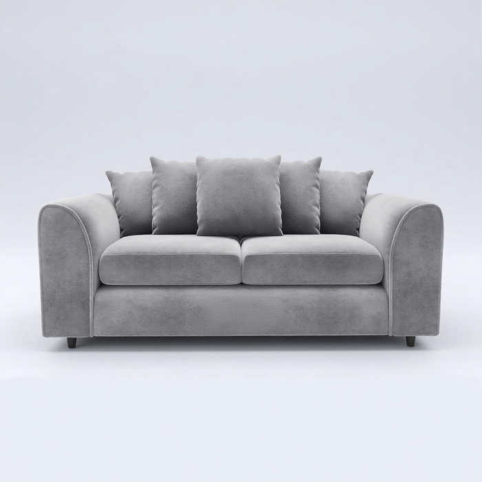DELANO Plush Velvet 3 Seater Scatterback Sofa - Light Grey