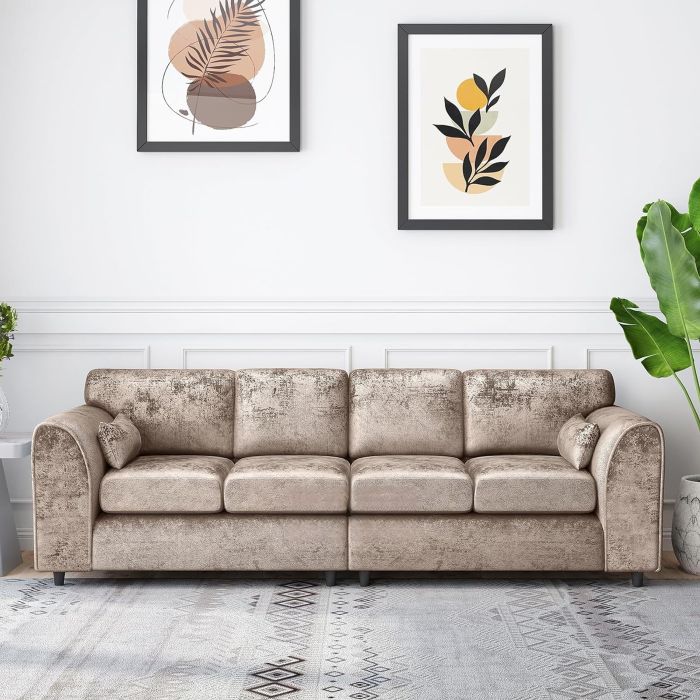 VELOURA Crush Velvet 4 Seater Fullback Sofa - Mink