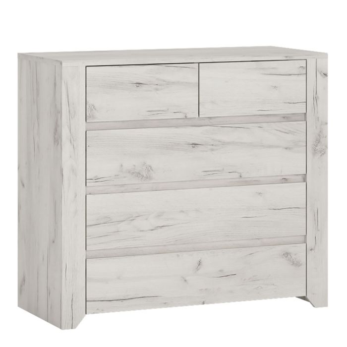 White Chest of Drawers - AKRON Medium Chest 5 Drawers