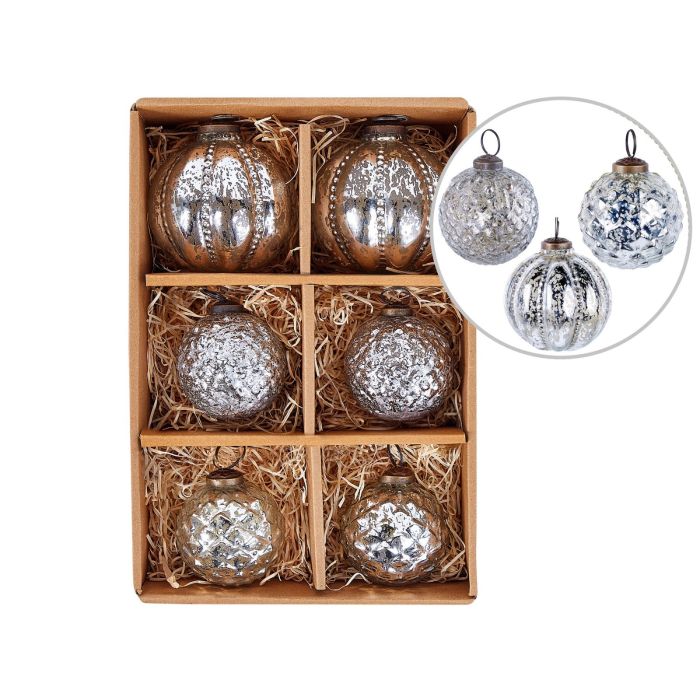 Argentin Christmas Baubles Set of 6 - Silver