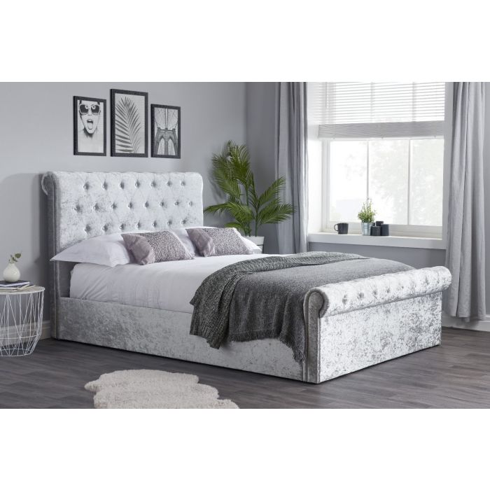 Sienna Upholstered Dark Feet Ottoman Fabric Bed - Small Double 4ft
