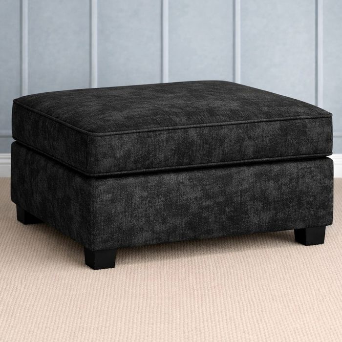 LORVANI Fabric Cushion Footstool - Black