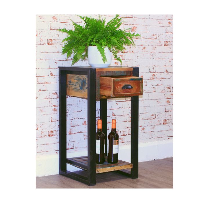 Laura Urban Edge Lamp Table with Drawer - Natural Wood
