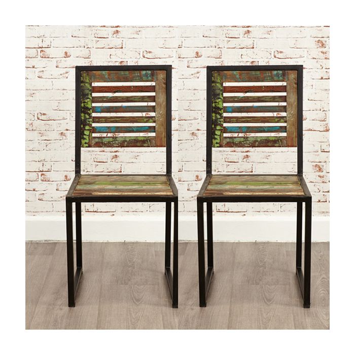 Laura Chic Reclaimed Wood Dining Chairs - Set of 2
