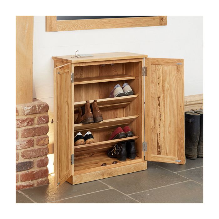 Harriet Contemporary 2 Door Shoe Cabinet - Oak