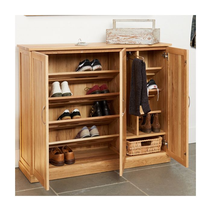 Harriet Contemporary Extra Large Triple Door Shoe Cabinet - Oak