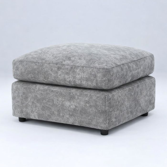 LORVANI Fabric Cushion Footstool - Light Grey