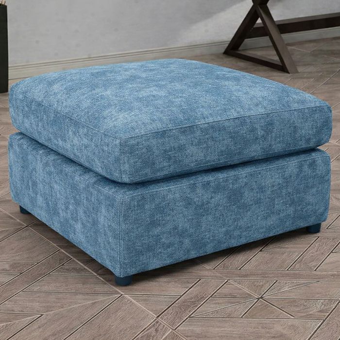 LORVANI Fabric Cushion Footstool - Sky Blue