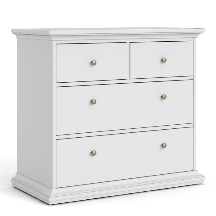 White Chest of Drawers - PORTHOPE I Large Chest 4 Drawers