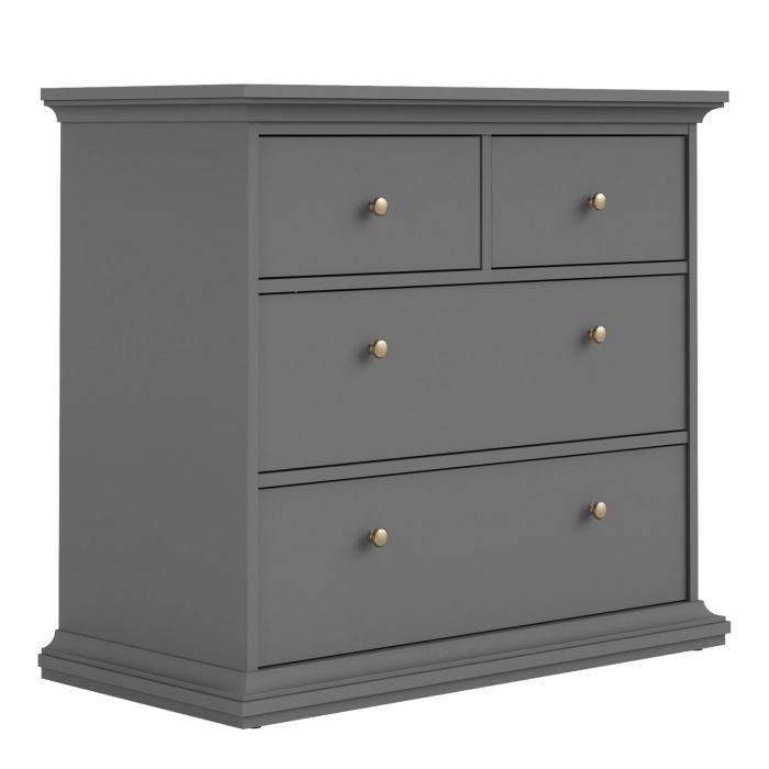 Grey Chest of Drawers - PORTHOPE Large Chest 4 Drawers