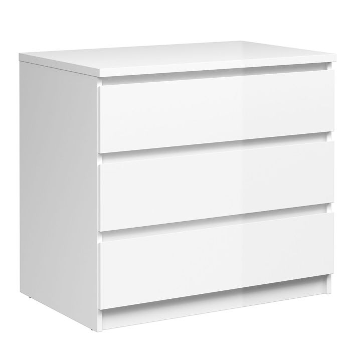 White Chest of Drawers - NANAIMO Medium Chest 3 Drawers