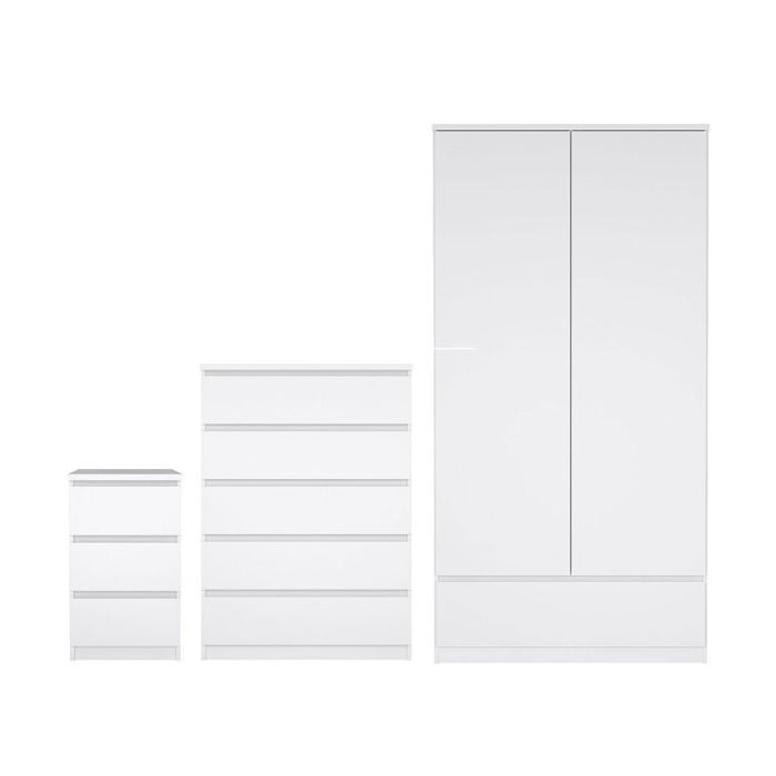 NANAIMO 2 Door Wardrobe Set 3 Piece - White