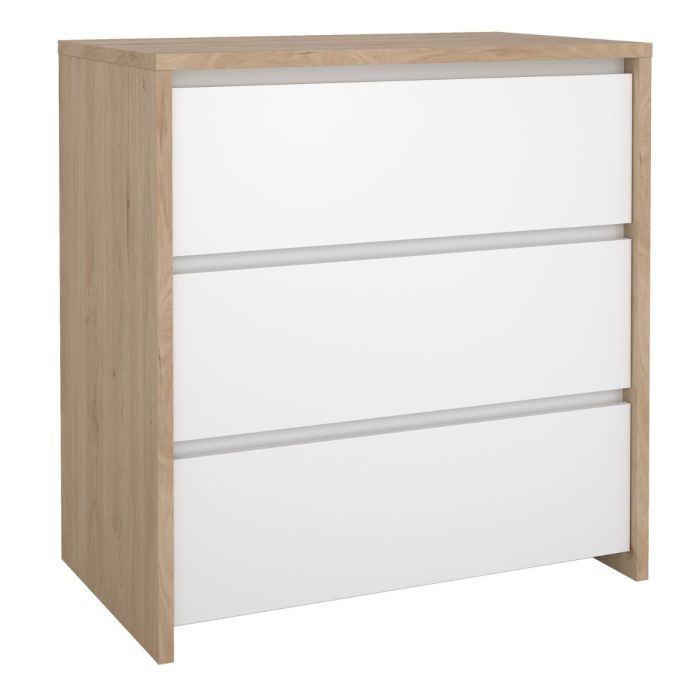 NEXORA Oak Finish Chest of Drawers - Medium-sized, 3 Drawers
