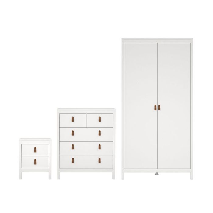 BURNLEY 2 Door Wardrobe Set 3 Piece - White