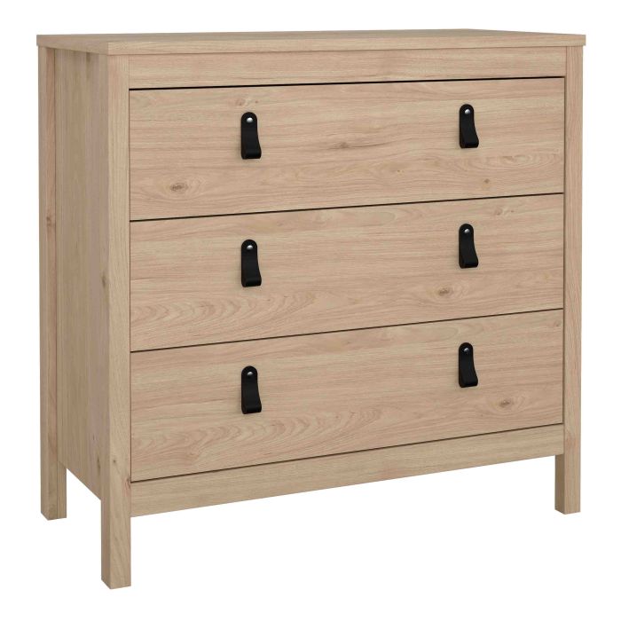 BURNLEY Oak Finish Chest of Drawers - Medium-sized, 3 Drawers