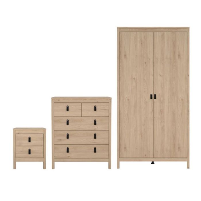 BURNLEY 2 Door Wardrobe Set 3 Piece - Light Oak