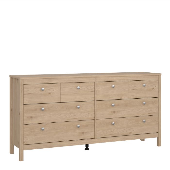MEMPHIS Oak Finish Chest of Drawers - Extra Large-sized, 8 Drawers, Double