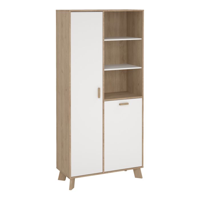 IKRON China Cabinet 2 Doors in Jackson Hickory and White