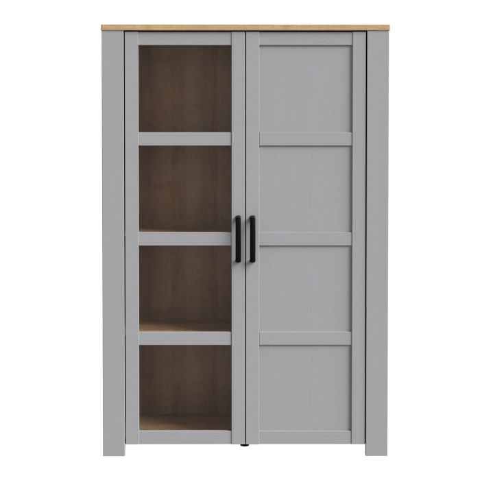 Display Cabinet - BOHOL Cabinet 2x LED Lights Riviera Oak and Grey Oak 106.4cm