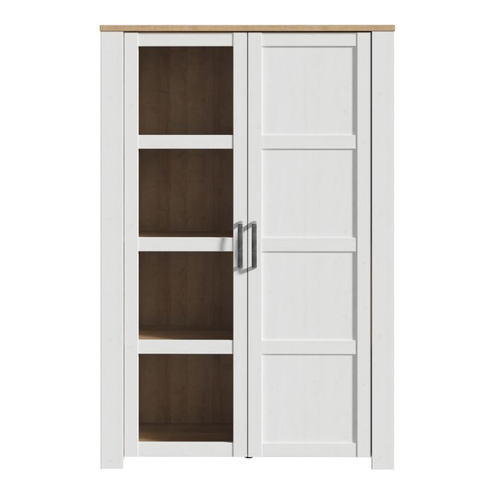 Display Cabinet - BOHOL Cabinet 2x LED Lights Riviera Oak and White 106.4cm