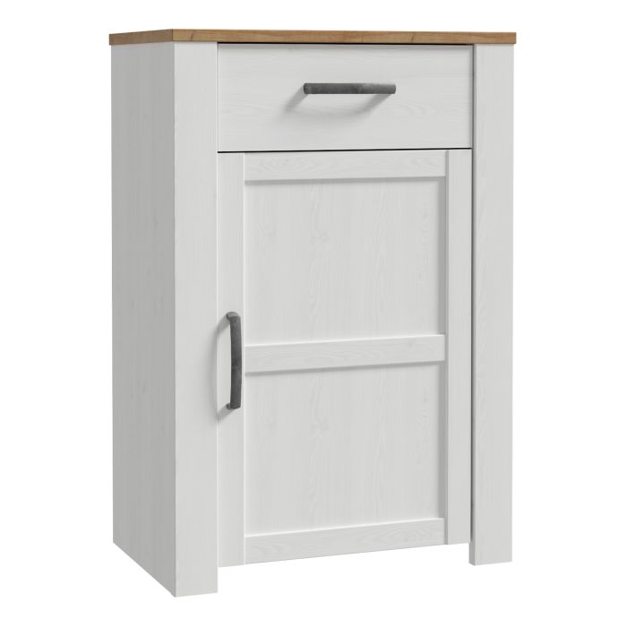 BUENOS 1 Door 1 Drawer Shoe Cabinet in Riviera Oak/White