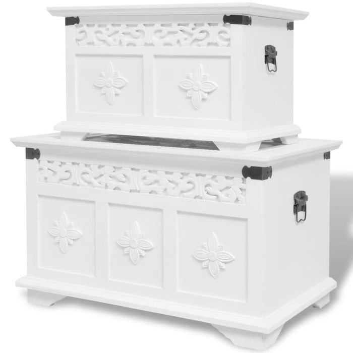 Two Piece Storage Chest Set White