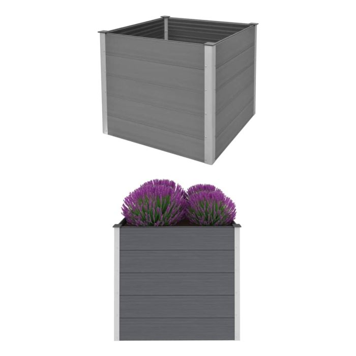 Garden Raised Bed WPC 100x100x91 cm Grey
