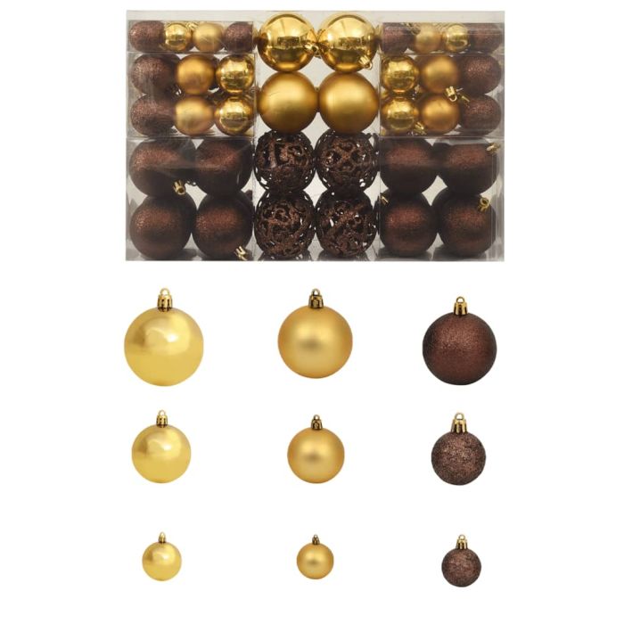 Briet 100 Piece Christmas Ball Set 3 4 6cm Brown Bronze Gold