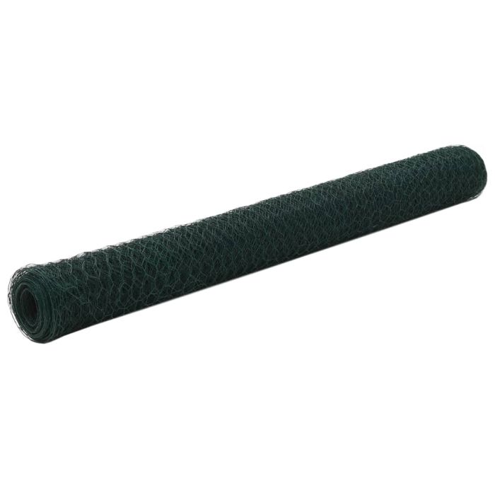 Chicken Wire Fence Steel with PVC Coating 25x1.2 m Green