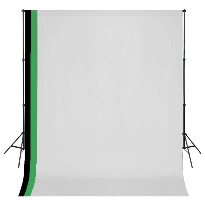 Photo Studio Kit with 3 Cotton Backdrops Adjustable Frame 3x3m