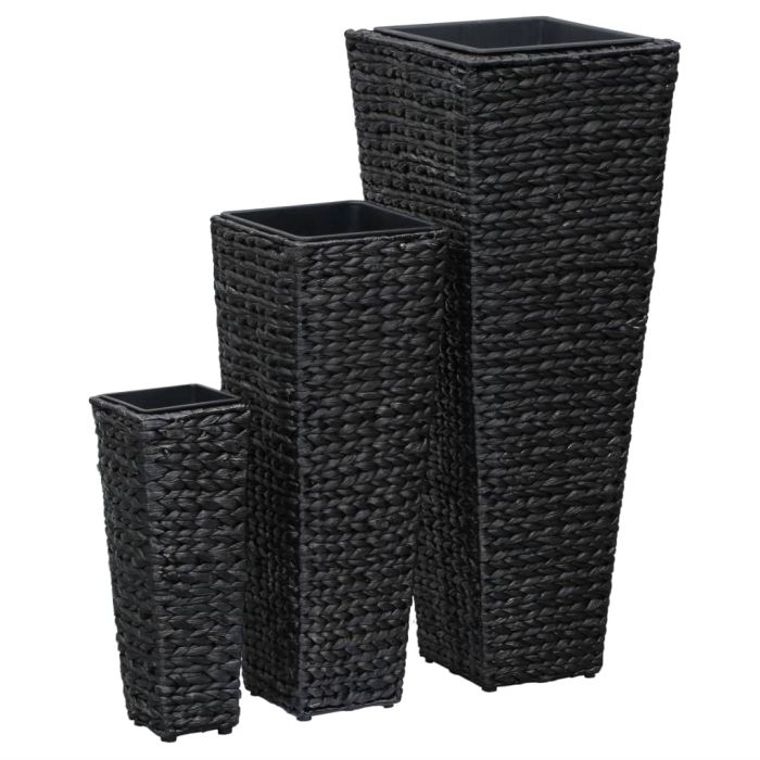Garden Raised Beds 3 pcs Water Hyacinth Black