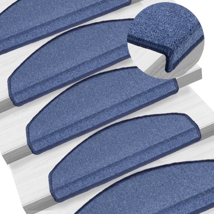 Carpet Stair Treads 15 pcs Blue 65x24x4 cm