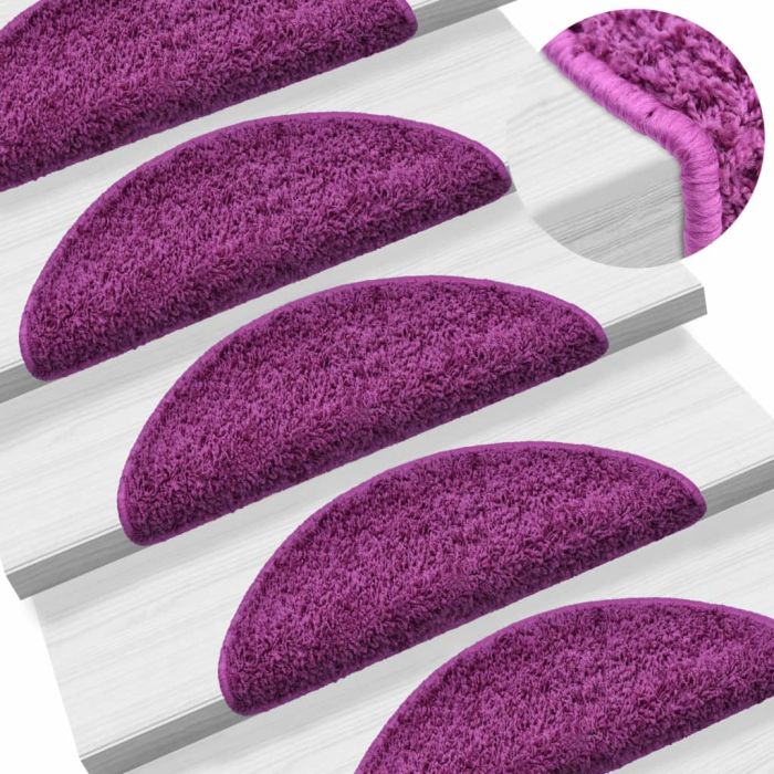 Carpet Stair Treads 15 pcs Violet 56x20 cm