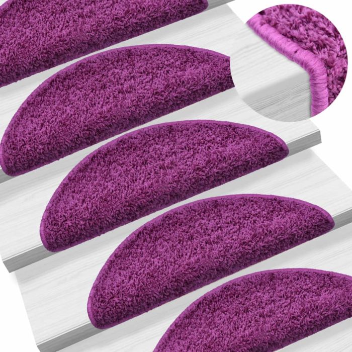 Carpet Stair Treads 15 pcs Violet 65x25 cm