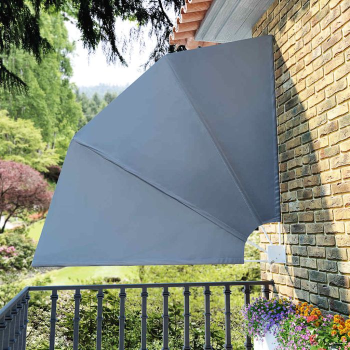 Collapsible Balcony Side Awning Grey 210x210 cm