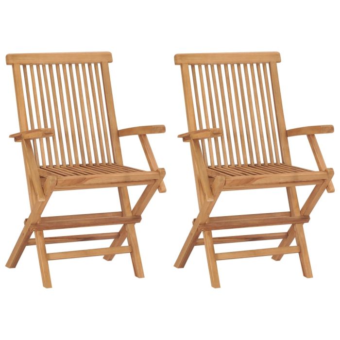 Folding Garden Chairs 2 pcs Solid Teak Wood