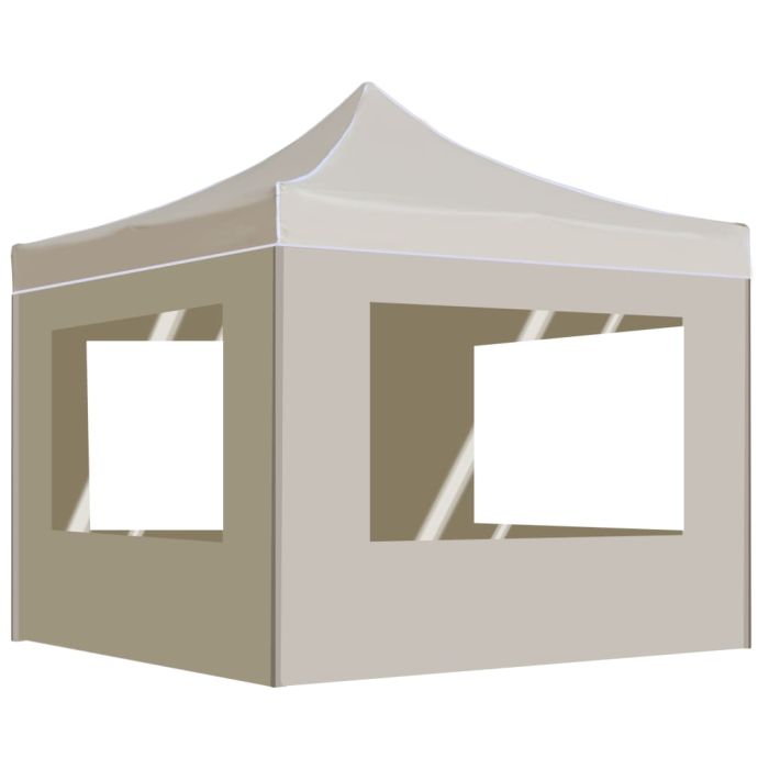 TEAGLEN Professional Folding Party Tent with Walls 3x3 m Aluminium - Cream