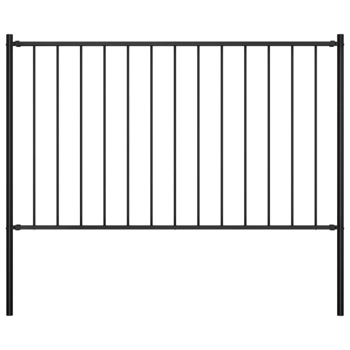 Fence Panel with Posts Powder-coated Steel 1.7x1 m Black