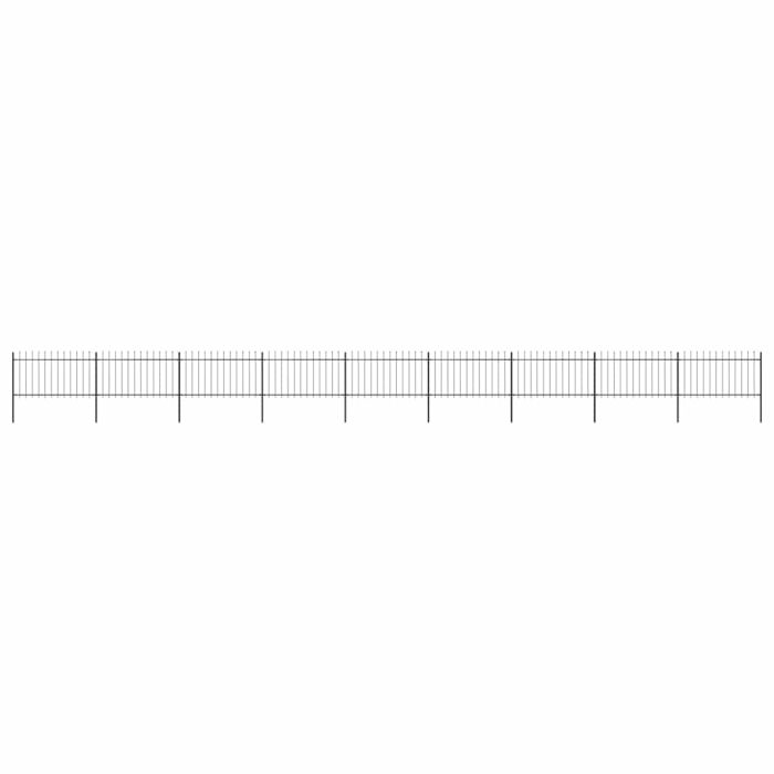 Garden Fence with Spear Top Steel 15.3x1 m Black