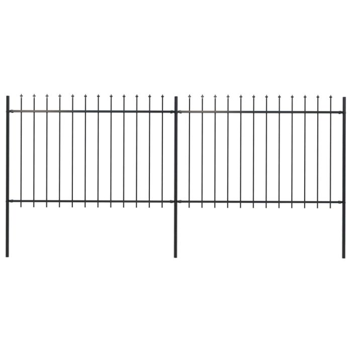 Garden Fence with Spear Top Steel 3.4x1.2 m Black