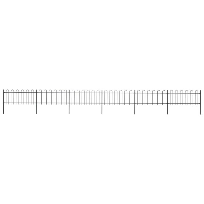 Garden Fence with Hoop Top Steel 10.2x0.8 m Black