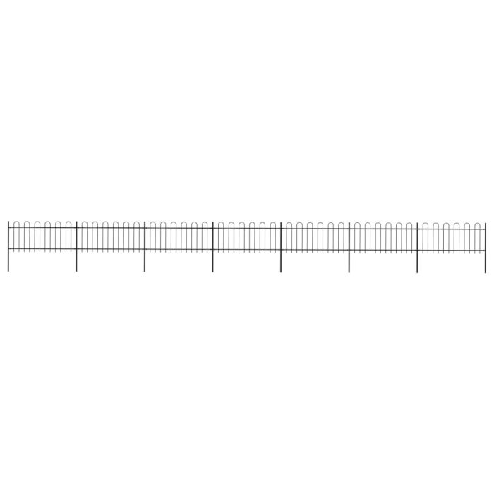 Garden Fence with Hoop Top Steel 11.9x0.8 m Black